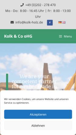 Vorschau der mobilen Webseite kolk-holz.de, Kolk & Co. oHG