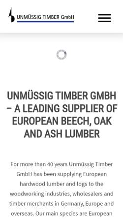 Vorschau der mobilen Webseite www.unmuessig-timber.com, Unmüssig Timber GmbH