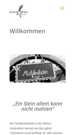 Vorschau der mobilen Webseite www.kuegler-muehle.de, Kügler-Mühle