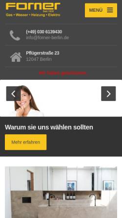 Vorschau der mobilen Webseite forner-berlin.de, Forner GmbH