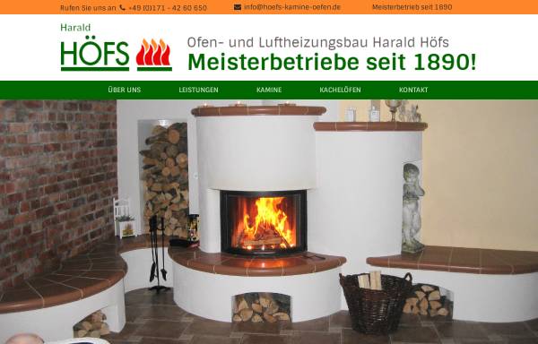 Vorschau von www.hoefs-kamine-oefen.de, Kachelofen- und Luftheizungsbauermeister Harald Höfs