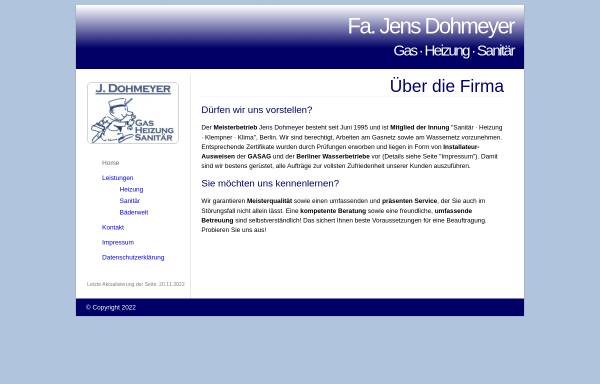 Vorschau von www.fadohmeyer.de, J. Dohmeyer, Gas, Heizung & Sanitär