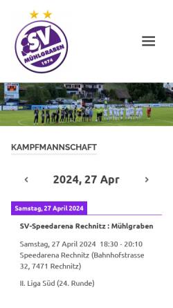 Vorschau der mobilen Webseite www.sv-muehlgraben.at, SV Mühlgraben
