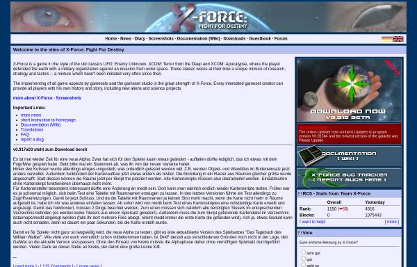 Vorschau von www.xforce-online.de, X-Force: Fight For Destiny - Home