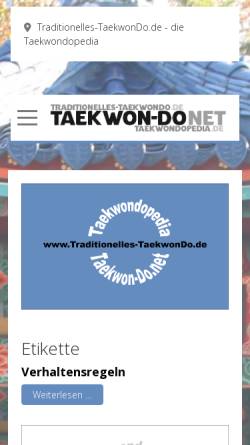 Vorschau der mobilen Webseite www.traditionelles-taekwondo.de, Traditionelles Taekwon-Do in Deutschland