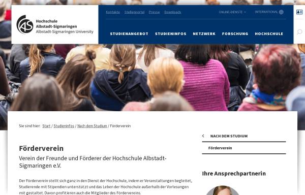 Vorschau von www.hs-albsig.de, Verein der Freunde und Förderer der Hochschule Albstadt-Sigmaringen e.V.