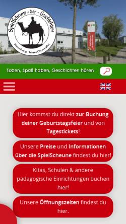 Vorschau der mobilen Webseite www.spielscheune-der-geschichten.de, Spielscheune der Geschichten