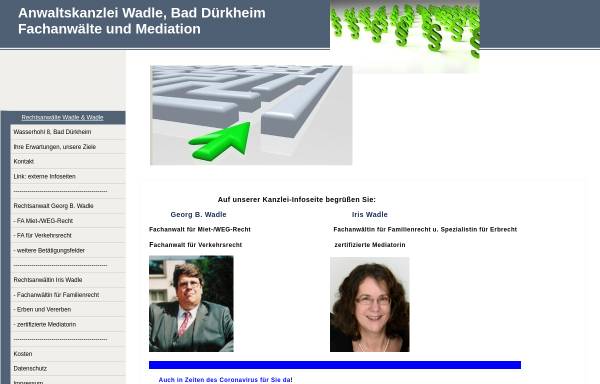 Vorschau von www.rae-wadle.de, Rechtsanwälte Wadlé & Wadlé