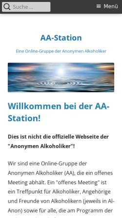 Vorschau der mobilen Webseite aa-station.de, AA-Station bietet Selbsthilfe für Alkoholiker und Angehoerige