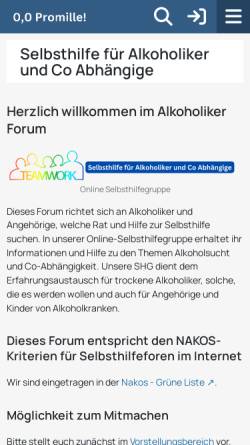 Vorschau der mobilen Webseite forum-alkoholiker.de, Alkoholikerforum