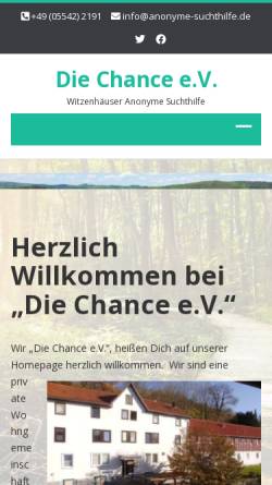 Vorschau der mobilen Webseite anonyme-suchthilfe.de, Suchthilfe - Die Chance - e.V.