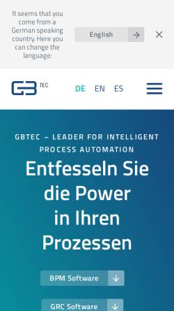 Vorschau der mobilen Webseite www.gbtec.com, GBTEC Austria GmbH