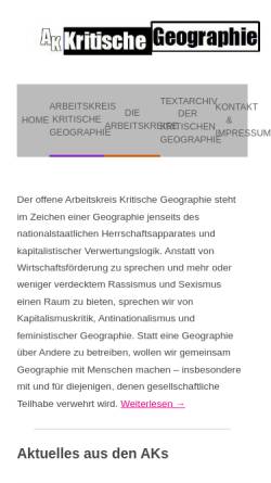 Vorschau der mobilen Webseite kritische-geographie.de, AK Kritische Geographie