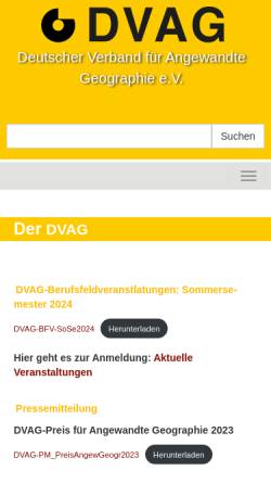 Vorschau der mobilen Webseite geographie-dvag.de, DVAG - Deutscher Verband für Angewandte Geographie