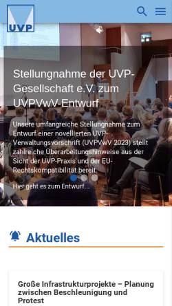 Vorschau der mobilen Webseite www.uvp.de, UVP-Gesellschaft e.V