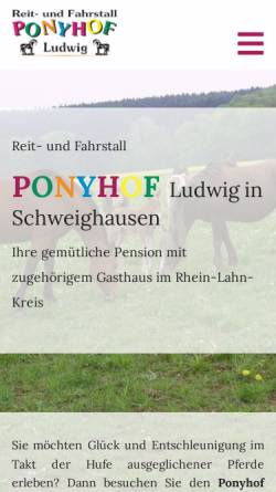 Vorschau der mobilen Webseite www.ponyhof-ludwig.de, Ponyhof Ludwig