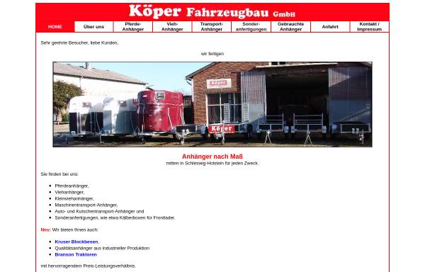 Vorschau von www.koeper-fahrzeugbau.de, Köper Fahrzeugbau GmbH