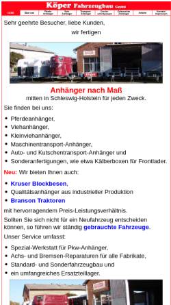Vorschau der mobilen Webseite www.koeper-fahrzeugbau.de, Köper Fahrzeugbau GmbH