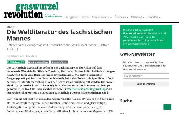Vorschau von www.graswurzel.net, Die Weltliteratur des faschistischen Mannes