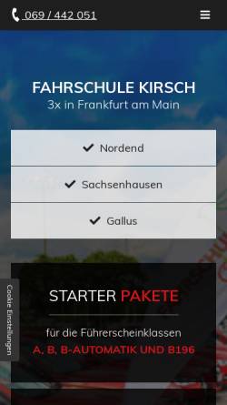 Vorschau der mobilen Webseite www.fahrschule-kirsch.de, Fahrschule Ingo Kirsch