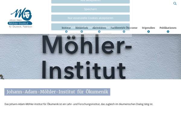 Vorschau von www.moehlerinstitut.de, Johann-Adam-Möhler-Institut für Ökumenik Paderborn