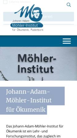 Vorschau der mobilen Webseite www.moehlerinstitut.de, Johann-Adam-Möhler-Institut für Ökumenik Paderborn