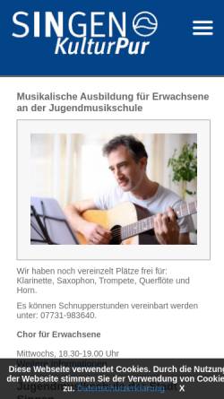 Vorschau der mobilen Webseite www.jugendmusikschule-singen.de, Jugendmusikschule der Stadt Singen
