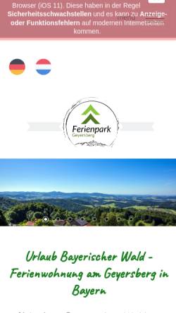 Vorschau der mobilen Webseite www.ferienpark-geyersberg.de, Ferienpark Geyersberg bei Freyung