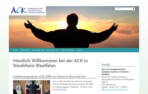 Vorschau von www.ack-nrw.de, Arbeitsgemeinschaft Christlicher Kirchen in Nordrhein-Westfalen (ACK-NRW)