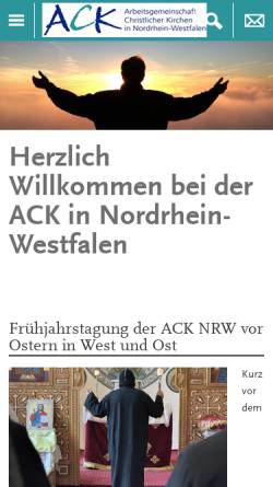 Vorschau der mobilen Webseite www.ack-nrw.de, Arbeitsgemeinschaft Christlicher Kirchen in Nordrhein-Westfalen (ACK-NRW)
