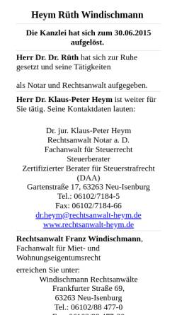 Vorschau der mobilen Webseite www.kanzlei-hrw.de, Heym, Rüth, Windischmann, Dres., Kanzlei