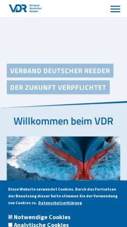 Vorschau der mobilen Webseite www.reederverband.de, Verband Deutscher Reeder (VDR)