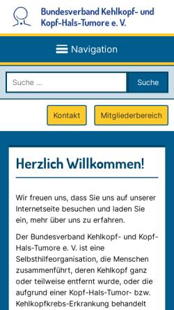 Vorschau der mobilen Webseite www.kehlkopfoperiert-bv.de, Bundesverband der Kehlkopflosen und Kehlkopfoperierten e. V.