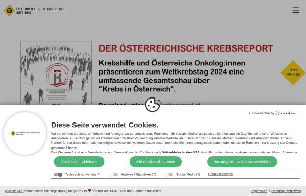 Vorschau von www.krebshilfe.net, Österreichische Krebshilfe