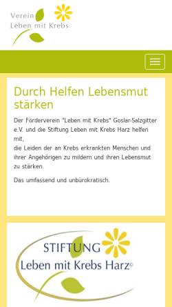 Vorschau der mobilen Webseite www.leben-mit-krebs-goslar.de, Verein Leben mit Krebs e.V. Goslar