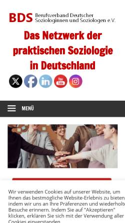 Vorschau der mobilen Webseite www.bds-soz.de, Berufsverband Deutscher Soziologen und Soziologinnen e.V.