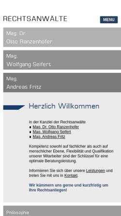 Vorschau der mobilen Webseite www.vienna-law.at, Rechtsanwälte Ranzenhofer & Seifert