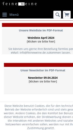 Vorschau der mobilen Webseite www.feineweine.de, Feineweine, Gansert und Vogt