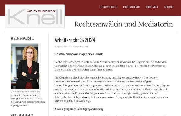 Vorschau von www.knell.co.at, Rechtsanwältin und Mediatorin Dr Alexandra Knell