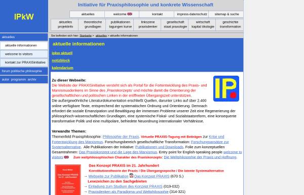 Vorschau von www.praxisphilosophie.de, Initiative Praxisphilosophie und konkrete Wissenschaft