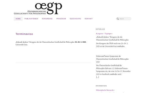 Vorschau von www.oegp.org, Österreichische Gesellschaft für Philosophie (ÖGP)