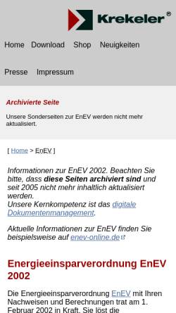Vorschau der mobilen Webseite enev.sb-k.de, Softwarebüro Krekeler