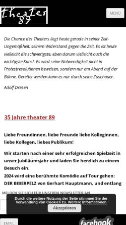 Vorschau der mobilen Webseite www.theater89.de, theater 89