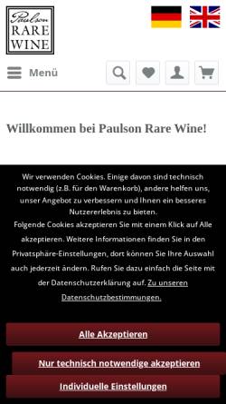 Vorschau der mobilen Webseite www.rare-wine.com, Paulson Rare Wine eK.
