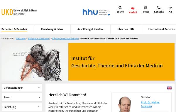 Vorschau von www.uniklinik-duesseldorf.de, Institut für Geschichte der Medizin der Universität Düsseldorf