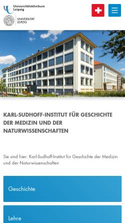 Vorschau der mobilen Webseite www.uni-leipzig.de, Karl-Sudhoff-Institut für Geschichte der Medizin und der Naturwissenschaften der Universität Leipzig