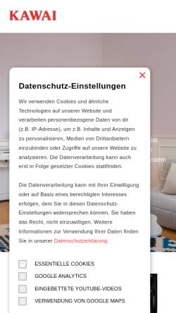 Vorschau der mobilen Webseite www.kawai.de, Kawai Deutschland