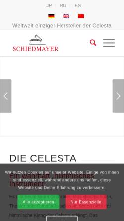 Vorschau der mobilen Webseite www.celesta-schiedmayer.de, Schiedmayer Celesta GmbH