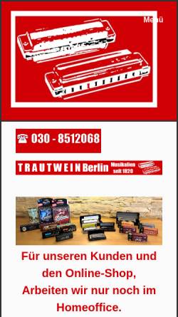 Vorschau der mobilen Webseite www.trautwein.de, Trautwein Pianoforte