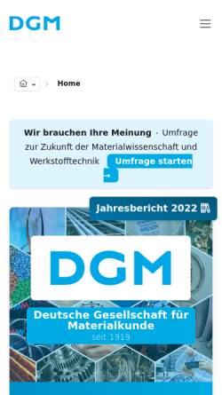 Vorschau der mobilen Webseite www.dgm.de, Deutsche Gesellschaft für Materialkunde e.V. (DGM)